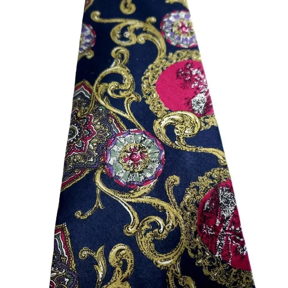 Chukkers Tiesmiths Silk Tie Red Floral‎ Short Wide Hand Finished